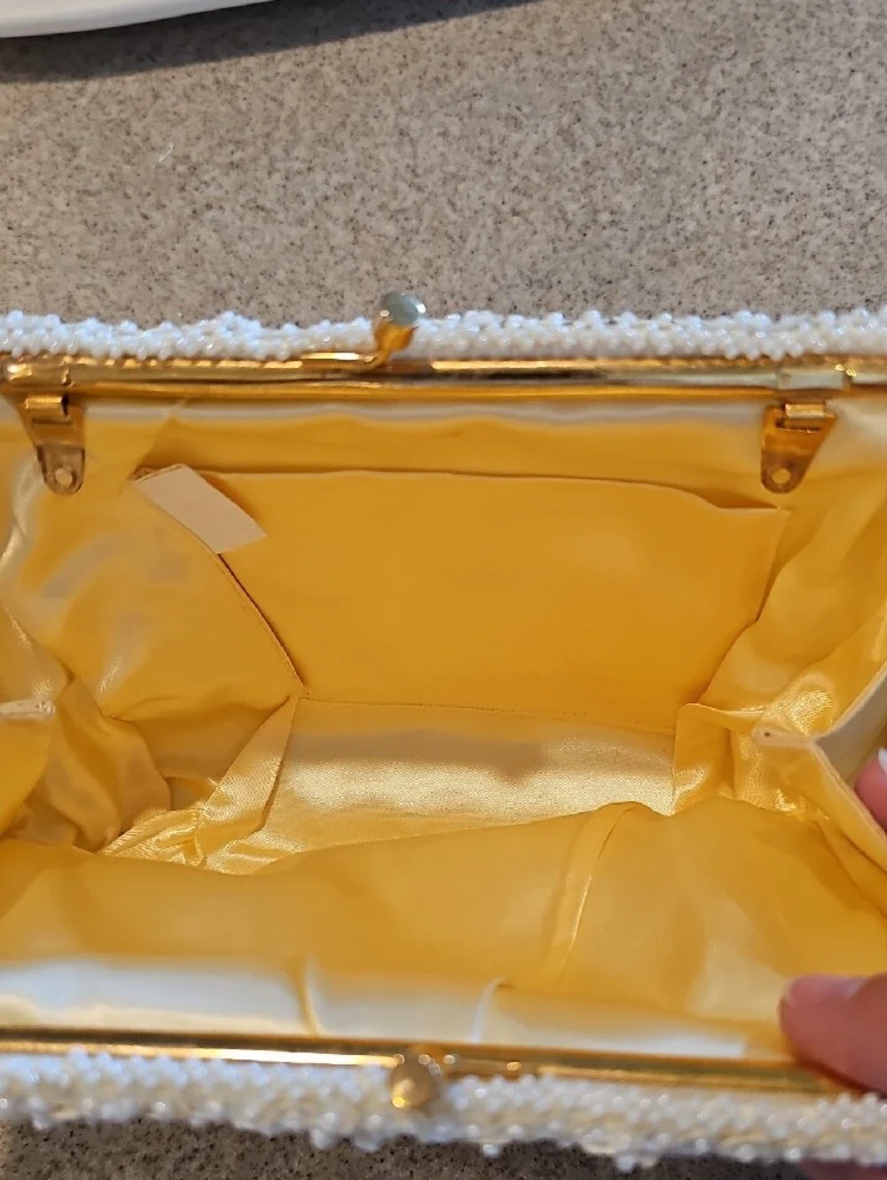 Vintage  1950s Ivory Beaded Sequin Clutch & Cigarette Case